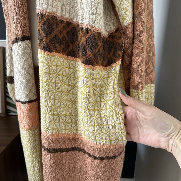 FREE PEOPLE Love and Kisses Patchwork Cardi Pockets Open Front - Picture 6 of 14